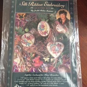 Silk Ribbon Embroidery Kit ~ 3 Brooches